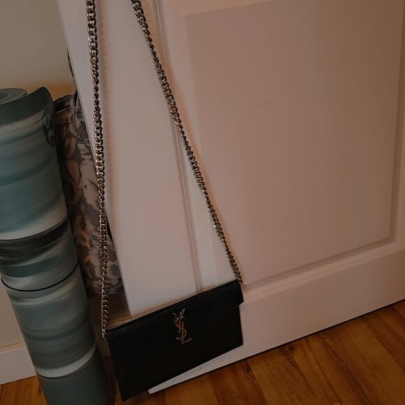 Saint Laurent Uptown Croc Effect Leather Poutch - Picture 2 of 7